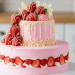 Two-Tier Strawberry Cake With White Chocolate