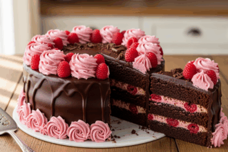 Chocolate Raspberry Cake With Rosettes