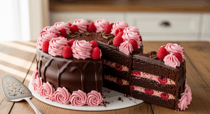 Chocolate Raspberry Cake With Rosettes