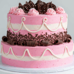Pink Birthday Cake With Chocolate Decorations