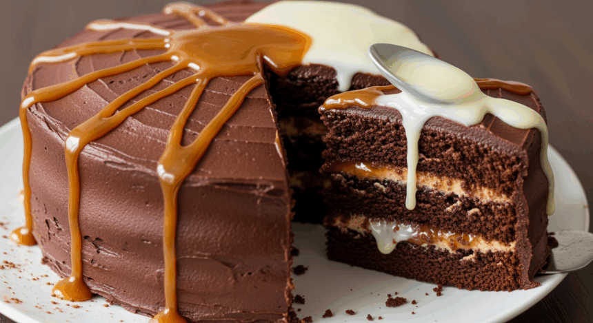 Chocolate Cake With Condensed Milk And Caramel