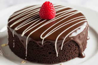 Chocolate Cake With Glaze On Plate