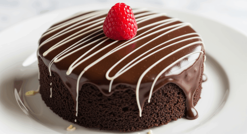 Chocolate Cake With Glaze On Plate
