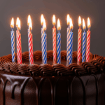 Chocolate Cake With Striped Candles