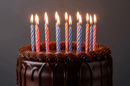 Chocolate Cake With Striped Candles