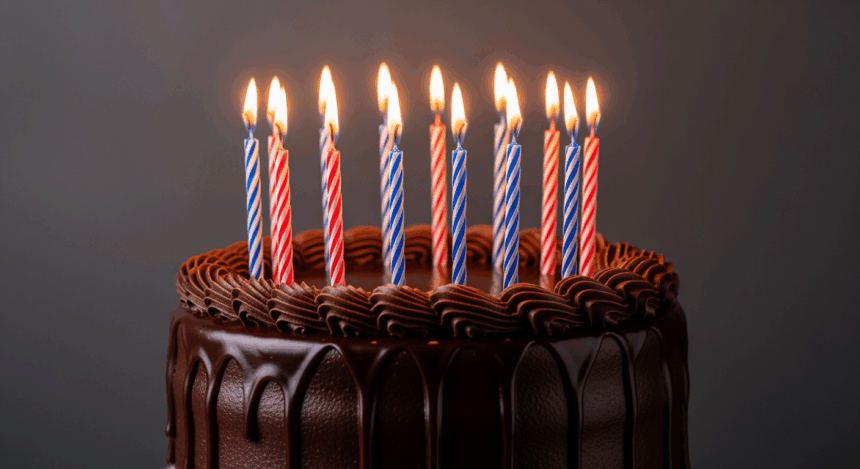 Chocolate Cake With Striped Candles