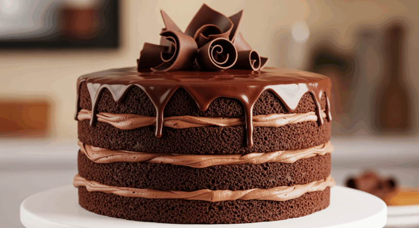 Layered Cake With Chocolate Layers