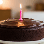 Chocolate Cake With Pink Candle