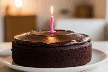 Chocolate Cake With Pink Candle