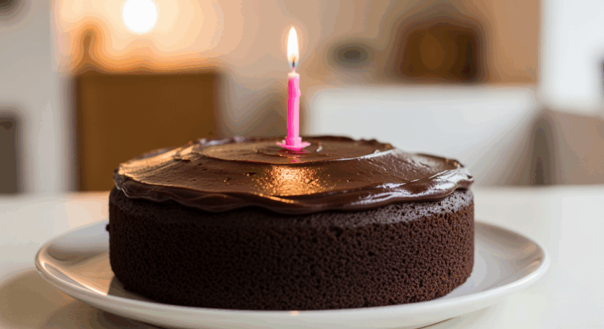 Chocolate Cake With Pink Candle