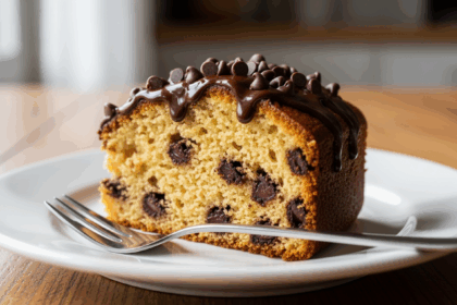 Cake With Chocolate Chips On Plate