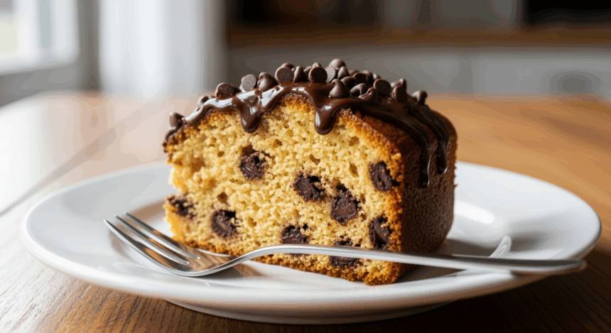 Cake With Chocolate Chips On Plate