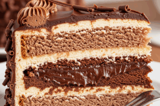 Slice Of Cake With Chocolate Filling