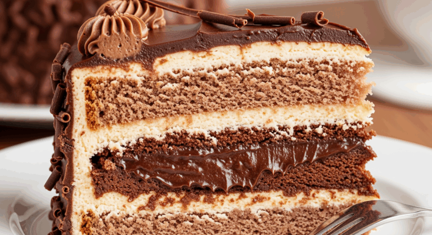 Slice Of Cake With Chocolate Filling