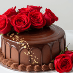 Chocolate Anniversary Cake With Roses