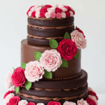 Three-Tier Chocolate Cake With Roses