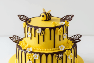 Bee-Themed Cake With Chocolate Decorations