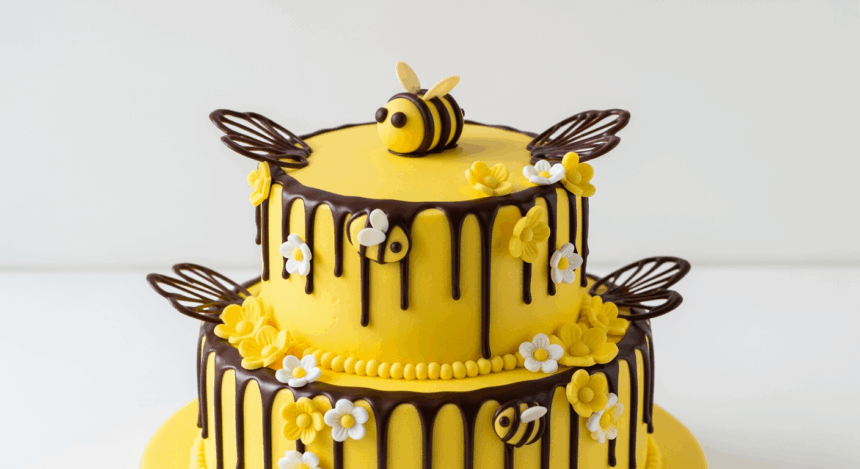 Bee-Themed Cake With Chocolate Decorations