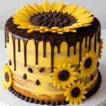Sunflower-Themed Cake With Chocolate Accents