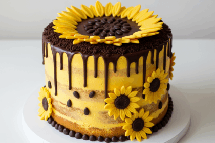 Sunflower-Themed Cake With Chocolate Accents