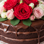 Chocolate Cake With Rose Topping