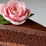 Chocolate Cake With Pink Flower Decoration