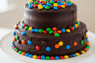 Two-Tier Chocolate Cake With M&M's