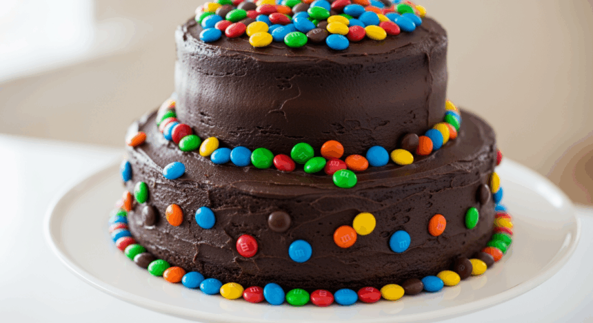 Two-Tier Chocolate Cake With M&M's