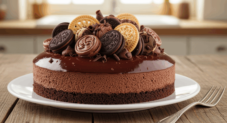 Chocolate Mousse Cake With Cookies