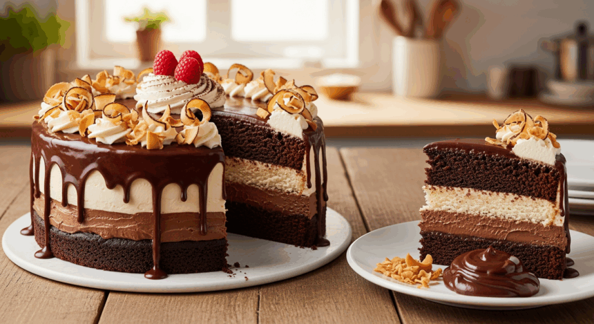 Chocolate Coconut Cake With Pudding