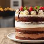 Chocolate Mousse Cake With Vanilla Frosting