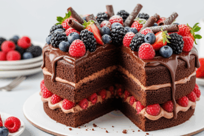 Two-Layer Chocolate Cake With Berries