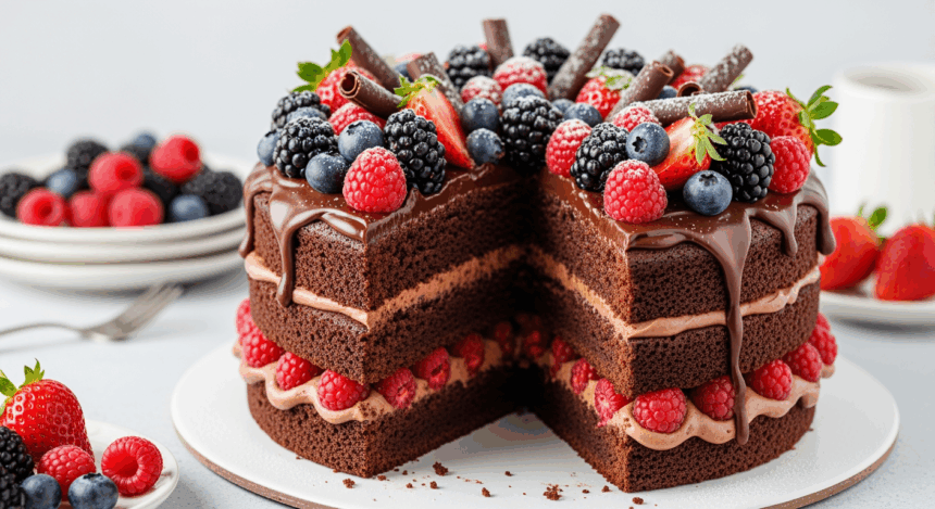 Two-Layer Chocolate Cake With Berries