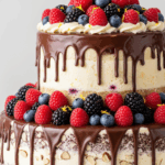 Two-Tier Berry Cake With Chocolate Drizzle
