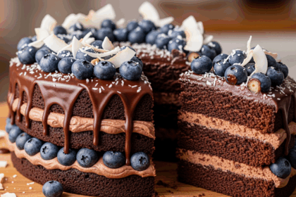 Chocolate Cake With Blueberries And Coconut