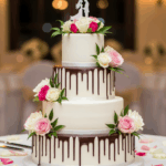 Three-Tier Wedding Cake With Chocolate Drip