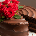 Chocolate Frosted Cake With Roses