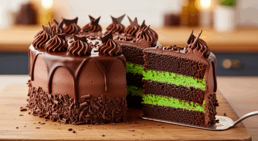 Chocolate Cake With Green Center