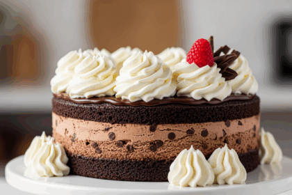 Chocolate Ice Cream Cake With Whipped Cream