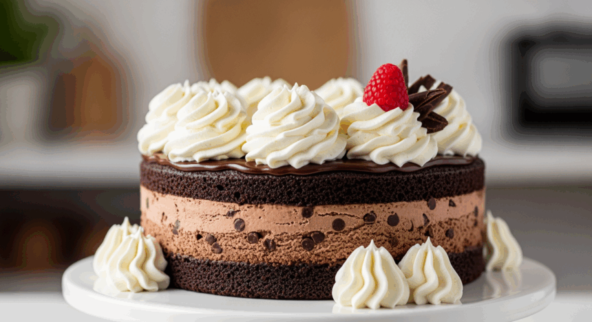 Chocolate Ice Cream Cake With Whipped Cream