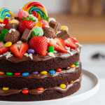 Chocolate Cake With Strawberries And Candies