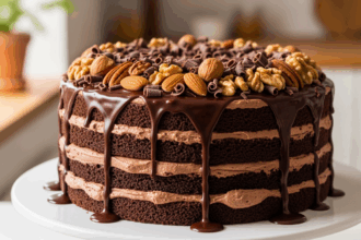 Layered Cake With Nuts And Chocolate