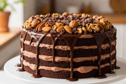 Layered Cake With Nuts And Chocolate