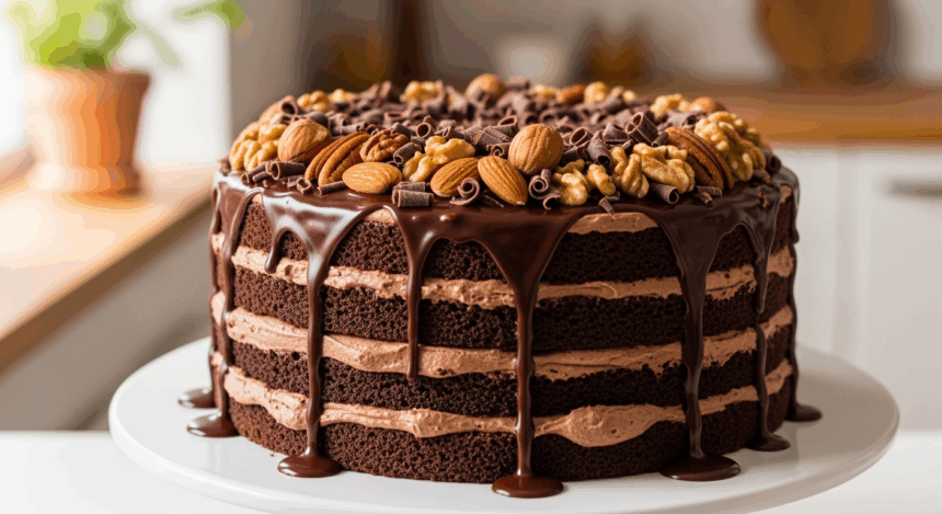Layered Cake With Nuts And Chocolate