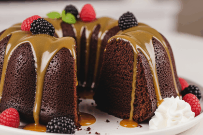Chocolate Bundt Cake With Caramel Sauce