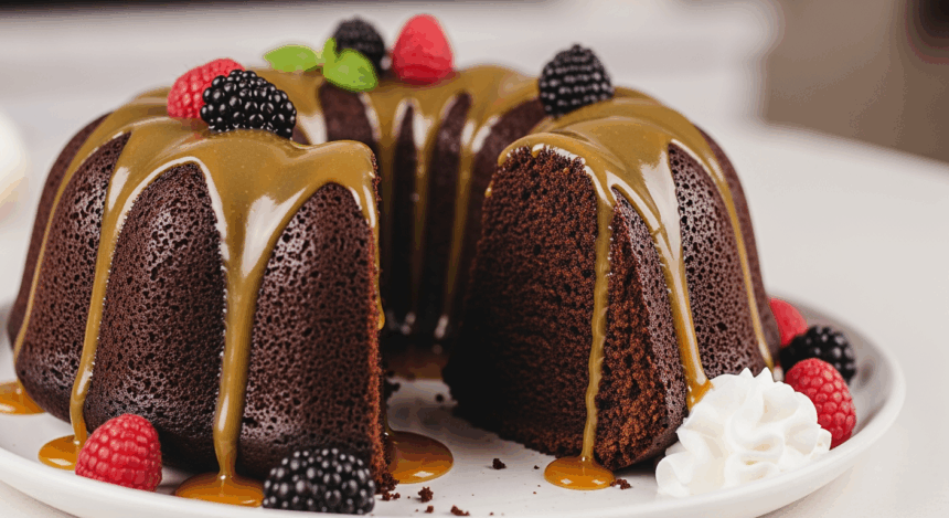 Chocolate Bundt Cake With Caramel Sauce