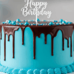 Blue Birthday Cake With Chocolate Drip