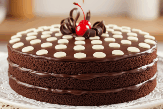 Chocolate Cake With White Polka Dots