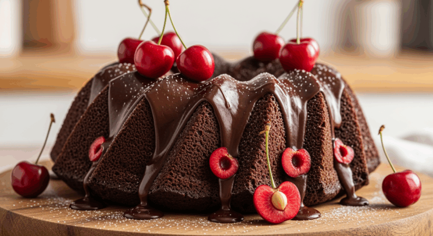Chocolate Bundt Cake With Cherry