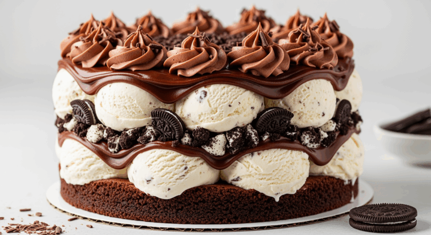 Ice Cream Cake With Chocolate Frosting